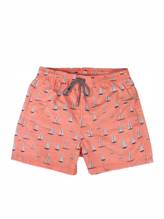 CotBoxer Sail Y1550-08 Men's Swimwear Shorts Peach with Patterns