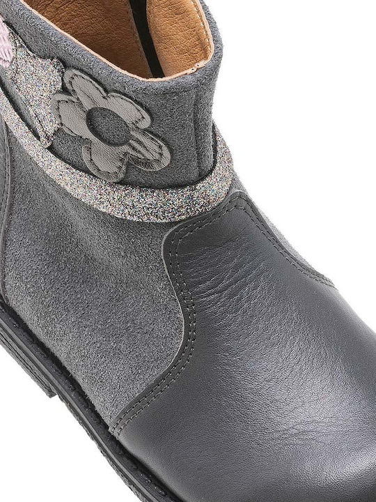 Anatomical Leather Kids Boots with Zipper Gray