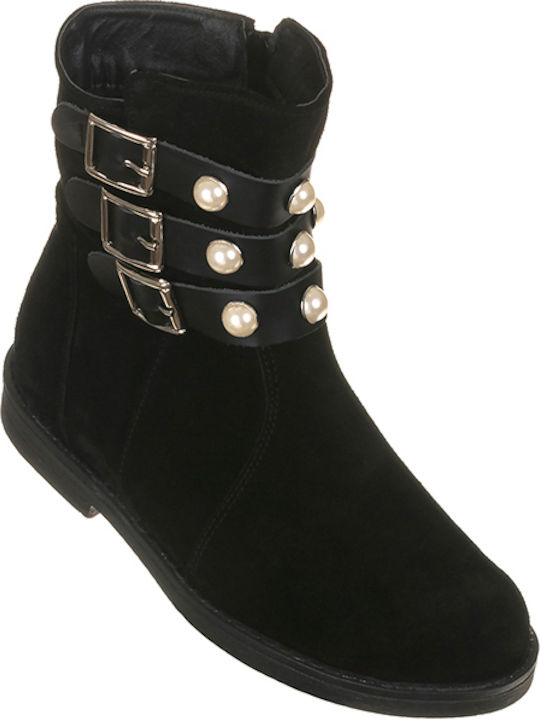 Aby ABY Kids Suede Boots with Zipper Black