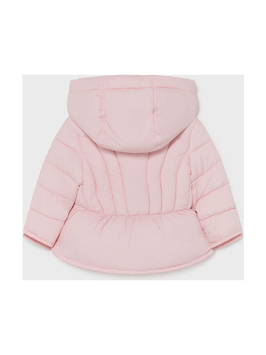 Mayoral Kids Quilted Jacket short with Lining & Protection Hood Pink