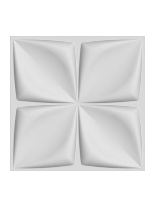 3D Стенен Панел от PVC с Лепило Бял Бял 50x50см