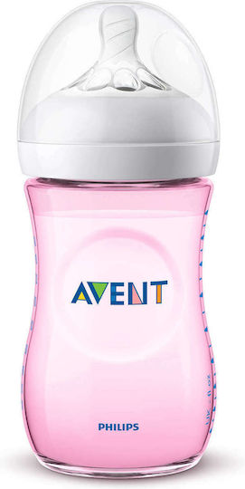 Philips Philips Kunststoff Babyflasche Natural Anti-Kolik mit Silikon Saugflasche für 3-6 Monate Rosa Pink 260ml