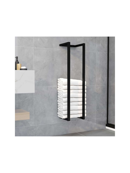 vidaXL Ραφιέρα Μπάνιου Μονή Επιτοίχια ​25x95cm Μαύρη
