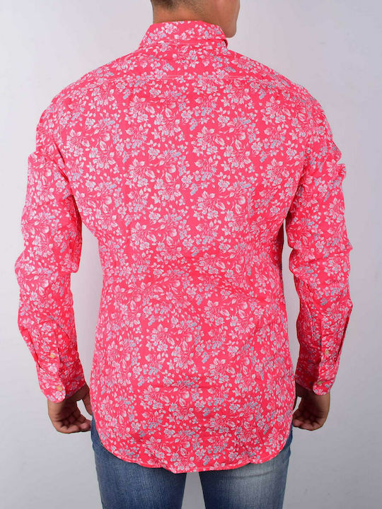 Replay Men's Shirt Long Sleeve Cotton Floral Pink