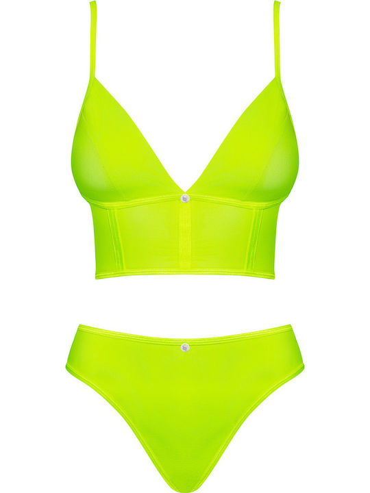 Obsessive Комплект Дамско Бельо с Слип Жълт Neonia Lingerie Set