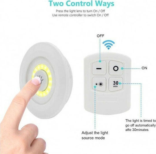LED Light Spot for Cabinets with Battery Powered and Remote Control 3pcs