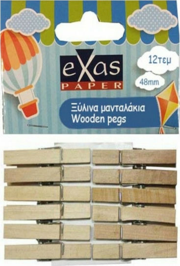 Exas Paper Ξύλινα Μανταλάκια 12τμχ (Διάφορα Σχέδια)