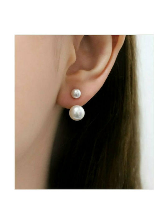 Impressive modern pair of earrings made of silver with pearls