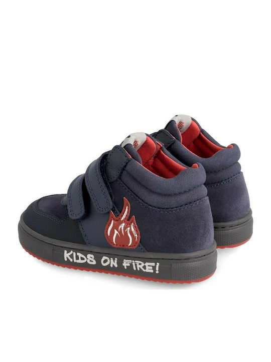 Παιδικά Sneakers High Ανατομικά με Σκρατς Navy Μπλε