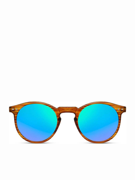 Solo-Solis Sunglasses with Brown Plastic Frame and Blue Mirror Lens NDL2545