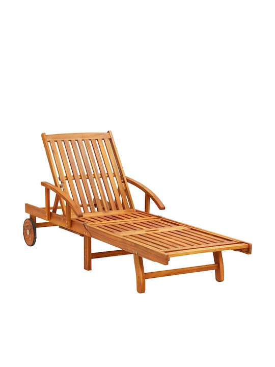 Deckchair Wooden with Cushion & Wheels Acacia with Table 2pcs 199x67x30cm.