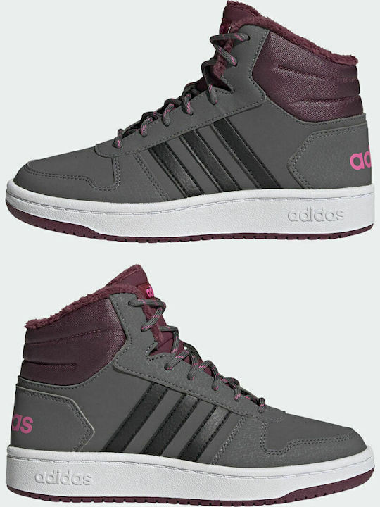 Hoops Hoops 2 Kids Sports Shoes Basketball with Laces Grey Five / Core Black / Screaming Pink