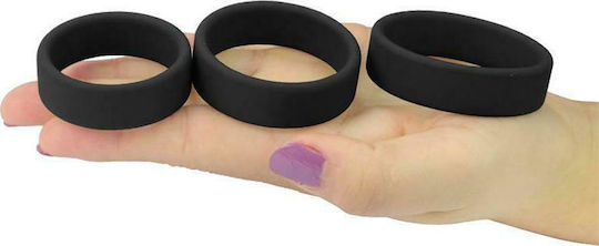 Lovetoy Power Plus Soft Silicone Pro Ring Set Cock Rings Cock Silicon Black 3buc