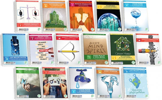 Skag Spiral Notebook Ruled B5 180 Sheets 3 Subjects Save Earth 1pcs (Μiscellaneous Designs)