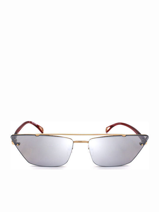 Zadig & Voltaire Sonnenbrillen mit Gold Rahmen und Silber Spiegel Linse SZV264 8FCX