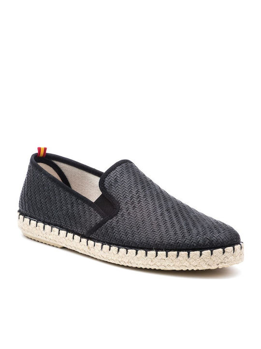 8102 Leder Herren Espadrilles in Schwarz Farbe