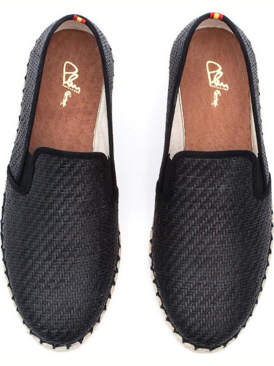 8102 Leder Herren Espadrilles in Schwarz Farbe