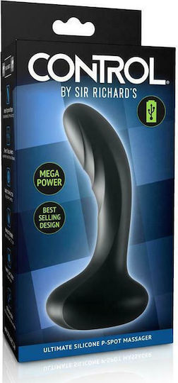 Pipedream Sir Richards Control Ultimate Silicone P-spot Massager Anal Dildo with Vibration Black 13.9cm