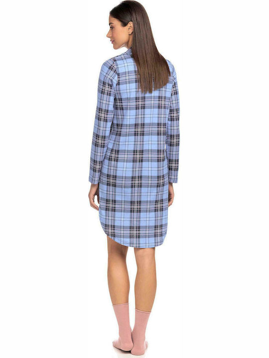 Vamp Winter Cotton Women's Nightdress Blue