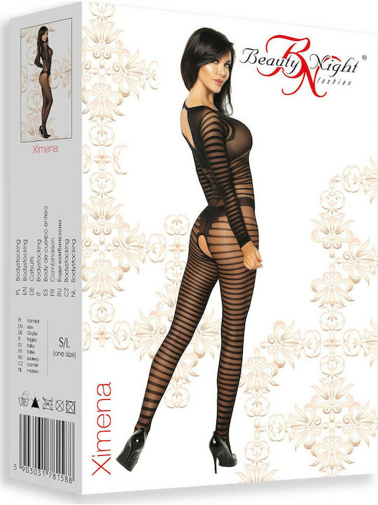 Beauty Night Ximena Sexy Bodystockings mit offenem Schritt Schwarz