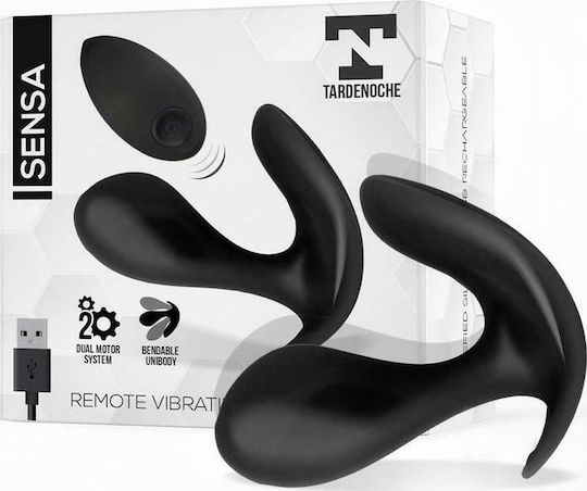 Tardenoche Sensa Stimulator Remote Control USB Liquid Silicone Vibrator Anal cu Funcție Wireless Black 7.8cm