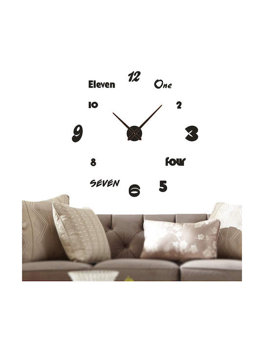 One Four Seven Eleven 3D Wall Clock Sticker Plastic Black