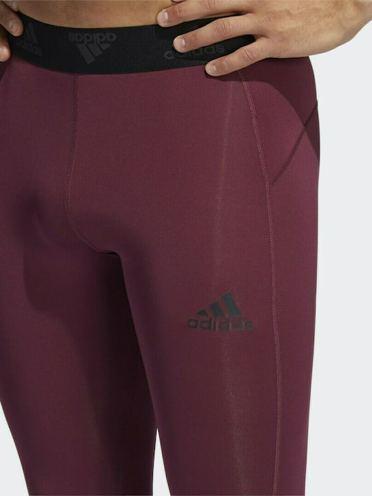 adidas Techfit 3 Stripes Colan sport pentru bărbați Lung Roșu