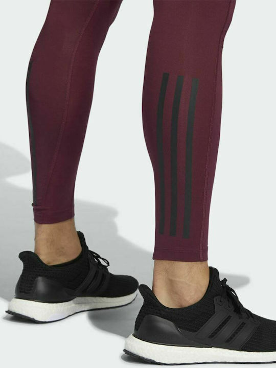 adidas Techfit 3 Stripes Colan sport pentru bărbați Lung Roșu