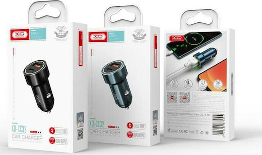 XO CC32 Car Charger 20W 3A Fast Charging with Ports: 1xUSB 1xType-C Blue Color