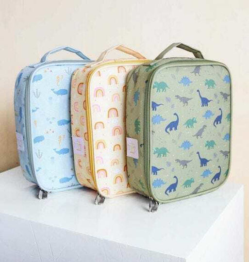 A Little Lovely Company School Insulated Kids' Lunch Handbag Green Dinosaurs 24x9x29cm