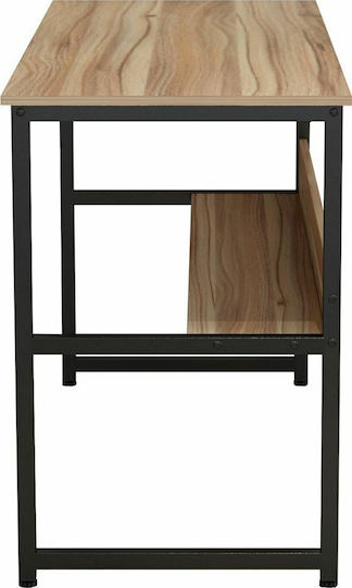 Birou Portis Din Lemn Culoarea Nucii - Negru Cu Picioare Metalice 120x50x75cm