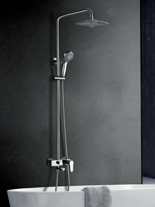 Imex Bristol Adjustable Shower Column with Mixer 100-162cm Silver