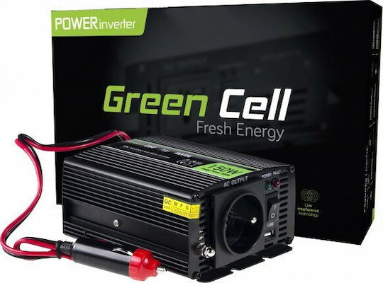 Green Cell Инвертор за кола Чиста синусоидална вълна 300W за преобразуване на 12V DC в 230V AC с 1xUSB