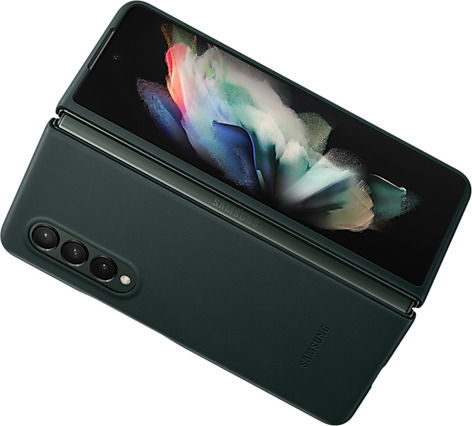Samsung Leather Cover Umschlag Rückseite Leder Grün (Galaxy Z Fold 3)