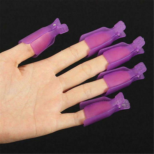 UpLac Set of 10 Clips for Removal of Nail Polish & Artificial Nails Purple Clothespin 52859