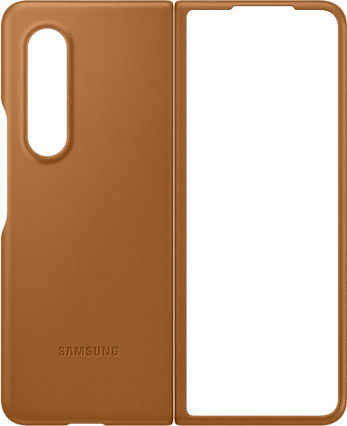 Samsung Leather Cover Umschlag Rückseite Leder Camel (Galaxy Z Fold 3)