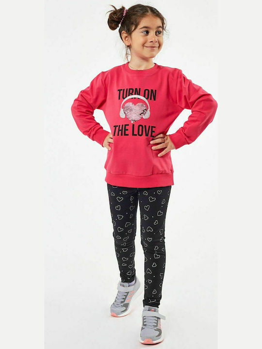 Εβίτα Kids Set with Leggings Winter 2pcs Fuchsia