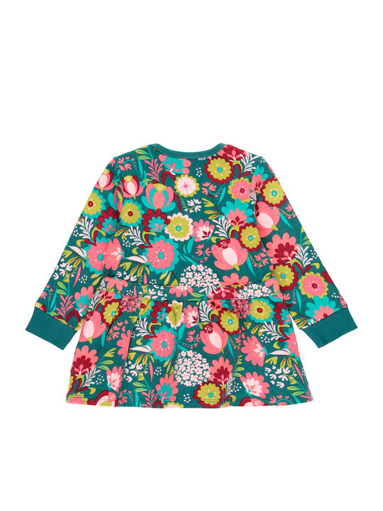 Boboli Sweatshirt Kids Dress Floral Long Sleeve Green