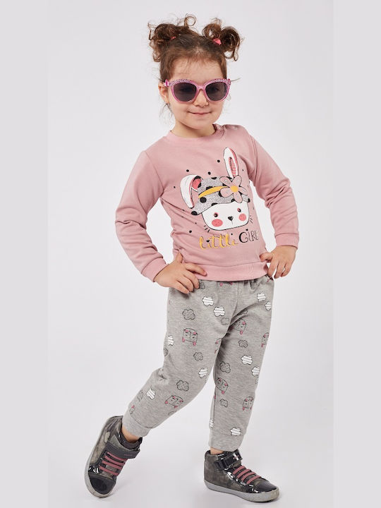 Εβίτα Kids Sweatpants Set Pink 2pcs