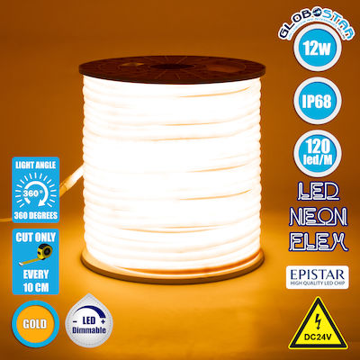 GloboStar Waterproof Neon Flex LED Strip Power Supply 24V with Warm White Light Length 1m and 120 LEDs per Meter