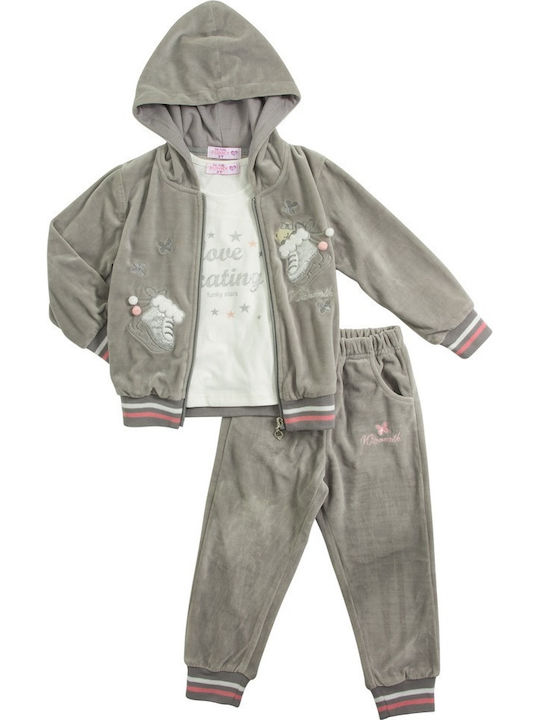 Funky Kids Sweatpants Set Gray 3pcs