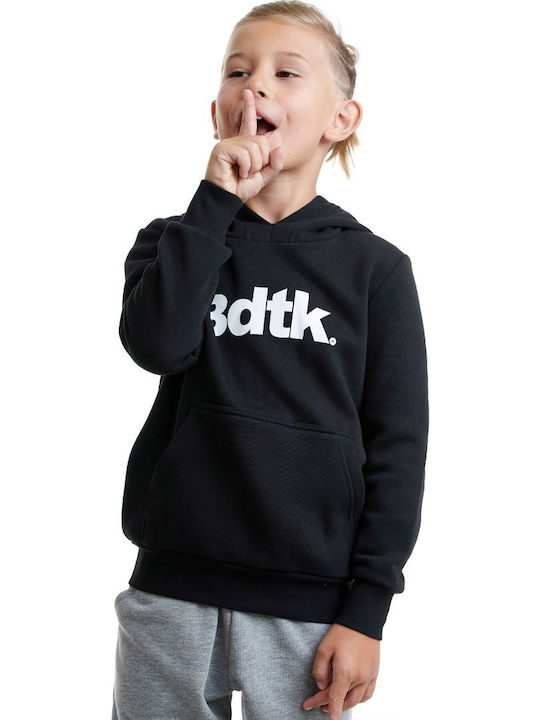 Fleece Kids Sweatshirt with Hood and Pockets Black