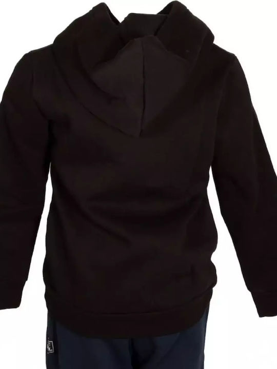 Fleece Kids Sweatshirt with Hood and Pockets Black