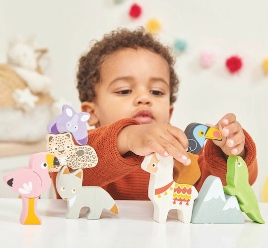 Le Toy Van Stapelspielzeug Stapelturm Tiere aus Holz für 18++ Monate