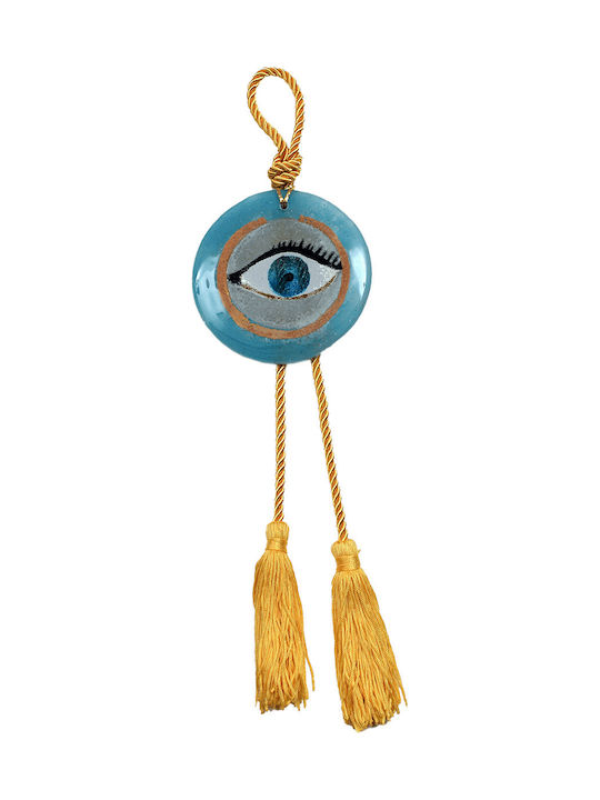 Handmade glass eye charm ''Kallistis'' DBAG19 38cm. Eyelash light blue -