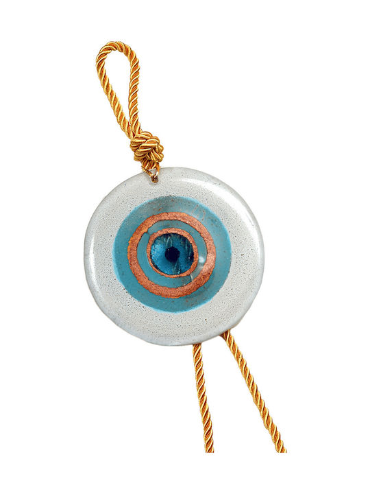 Handmade glass eye charm ''Kallistis'' DBAG10 37cm light blue-white-gold -