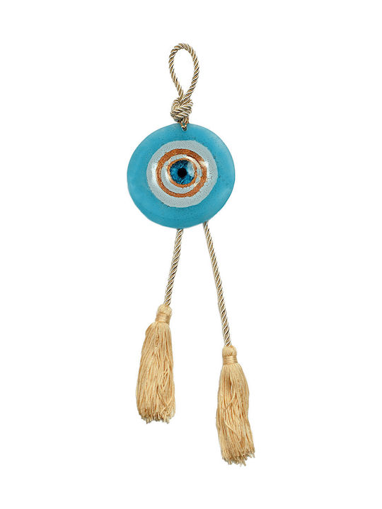 Handmade glass eye charm ''Kallistis'' DBAG2 36cm light blue-white-gold -