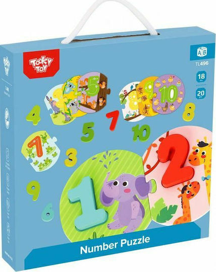 Ξύλινο Παιδικό Puzzle Σφηνώματα Αριθμοί 20pcs Tooky Toys