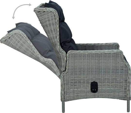 vidaXL Garden & Outdoor Furniture Set Dining Room 9 Pieces Open Gray with Pillows