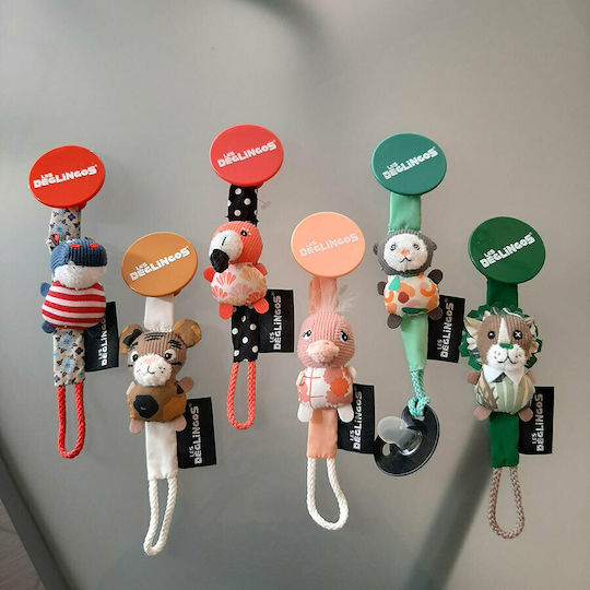 Les Deglingos Pacifiers Accessories Ribbon with Animals from Fabric Pink Melimelos